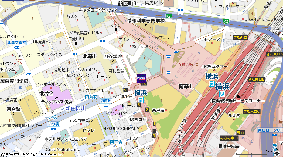 横浜支店付近の地図